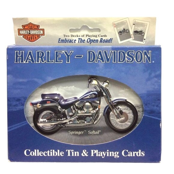Harley-Davidson Collectible Tin Double Deck Playing Cards Softail Edition 2001 - Picture 1 of 5